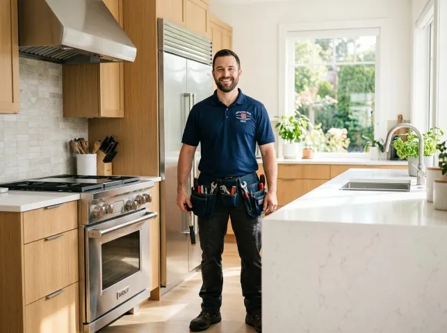 Appliance Repair Hero technician in a Bridgewater, NJ kitchen after an appliance repair